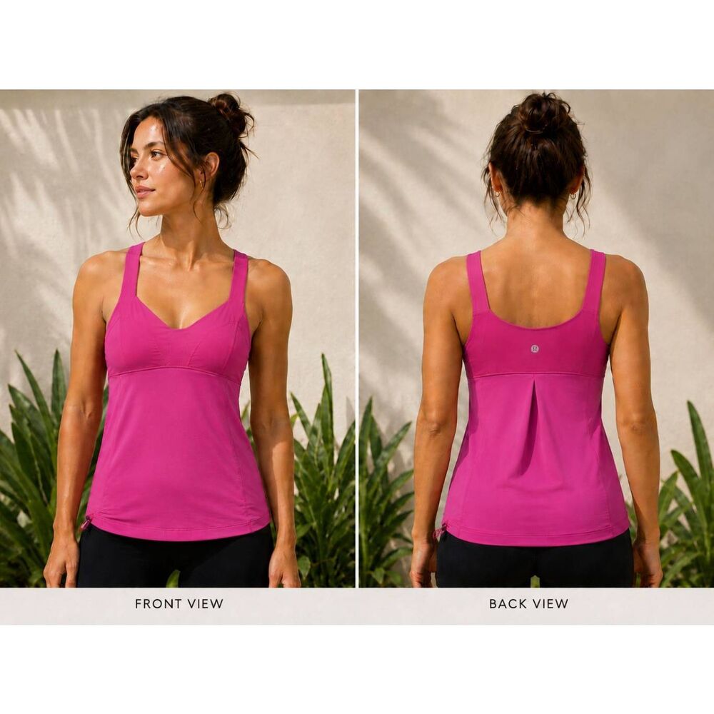 Lululemon Women’s Pink Fuchsia Athletic Tank Top Size 6 Side Toggle Yoga Workout